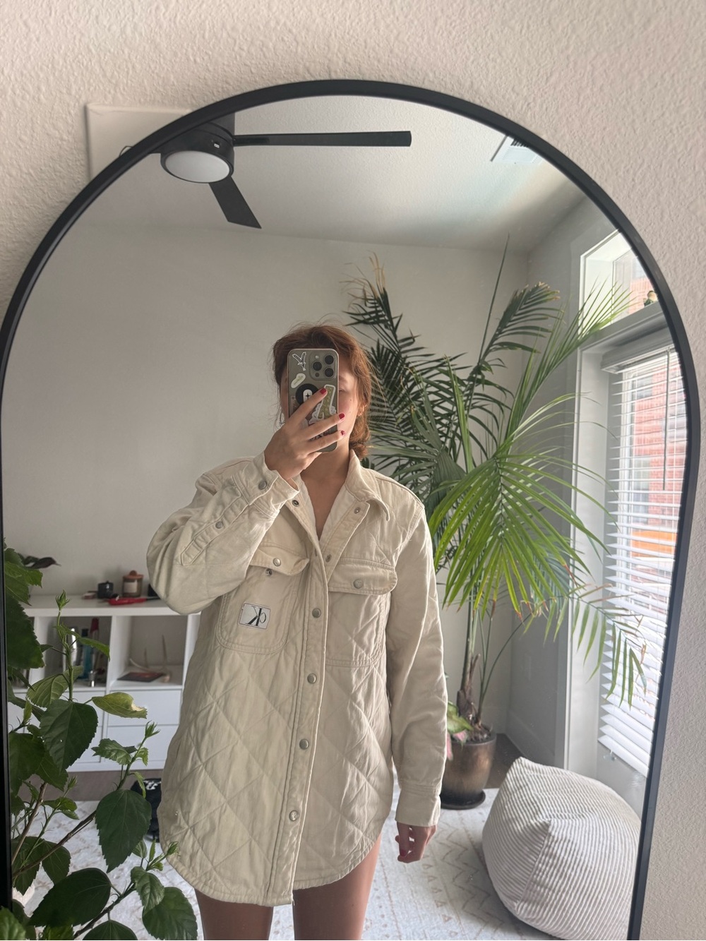 Calvin Klein Jeans Quilted Utility Jacket in Cream